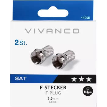 Vivanco F-Type Cable Connector for 6.5 mm Cable, 2 pcs (VVSATADAPTF65MM2P)