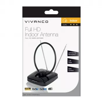 Vivanco VVTV2ANTCIRCLE pokojová anténa pro DVB-T/T2, DAB/DAB+ a FM rádio, černá