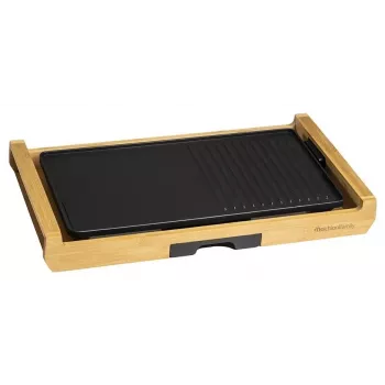 Melchioni Bamboo Grill elektrický stolní gril 1800 W hnědý 37x27 cm nepřilnavá odnímatelná deska