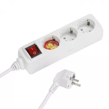 Vivanco VVELSTR3SCHSWWP 3-Way Schuko Power Strip with Switch, 1.5 m Cable, White