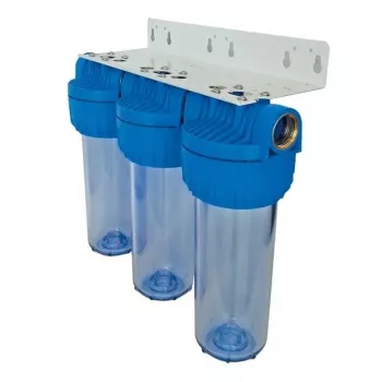 Pouzdro na vodní filtr Senior Plus 3P BX 3/4 inch BSP, průhledné pouzdro pro filtrační vložky 9 3/4 inch