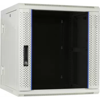 DSIT 12U oboustranný nástěnný serverový rozvaděč se skleněnými dvířky, bílý, 600x600x635 mm