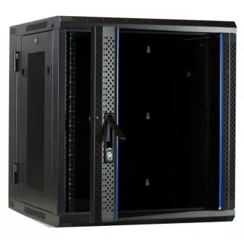 DSIT DS6612ZP-DOUBLE 6U oboustranný nástěnný serverový rozvaděč s dveřmi z tvrzeného skla a perforovanými bočnicemi, 600x450x370 mm, černý