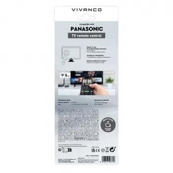 Vivanco VVREMOTEPANA univerzální dálkový ovladač pro televizory Panasonic – předprogramovaný, IR, černý
