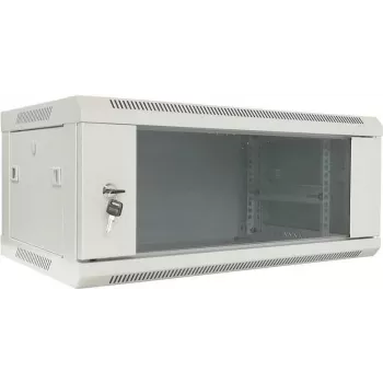 DSIT DS6404W 4U nástěnný serverový rozvaděč se skleněnými dveřmi, 600 x 450 x 280 mm, bílý