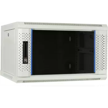 DSIT DS6404W 4U nástěnný serverový rozvaděč se skleněnými dveřmi, 600 x 450 x 280 mm, bílý
