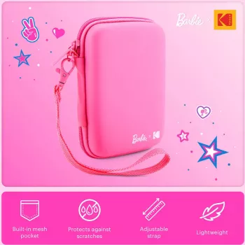 Kodak x Barbie EVA pouzdro s odnímatelným popruhem a síťovanou kapsou pro Printomatic a Step Slim, růžové (RODBCEPK)