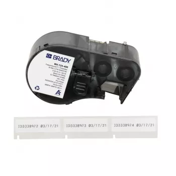 Role polyesterových etiket BRADY M4-124-490 B-488 Ultra-Aggressive pro BMP41/BMP51/BMP53/M511, bílá, 38,1 mm x 4,87 m