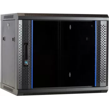 DSIT DS6409 9U nástěnná serverová skříň se skleněnými dvířky, 600x450x500 mm, černá