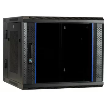 DSIT 6U Wall Mount Rack Enclosure with Tempered Glass Door, Reversible, 600x450 mm, Black