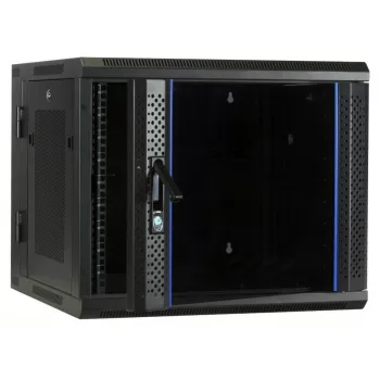DSIT 6U Wall Mount Rack Enclosure with Tempered Glass Door, Reversible, 600x450 mm, Black