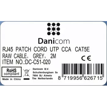DSIT CAT 5e U/UTP Network Cable, 2m, Grey, CCA
