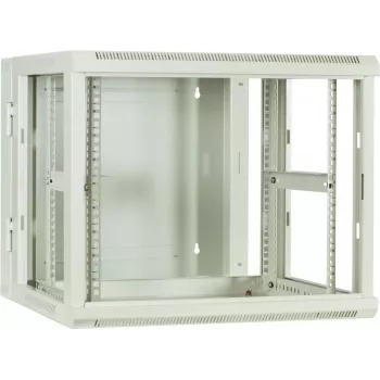 DSIT 9U oboustranný nástěnný serverový rozvaděč se skleněnými dvířky, bílý, 600x600x501 mm (DS6609W-DOUBLE)