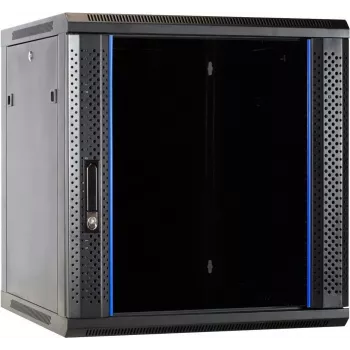 DSIT DS6612 12U nástěnný serverový rozvaděč se skleněnými dvířky, 600x600x635 mm, černý