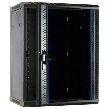 DSIT DS6615 15U nástěnný serverový rozvaděč se skleněnými dvířky, 600x600x770 mm, černý