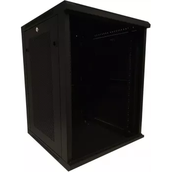 DSIT 15U 19 inch nástěnná serverová racková skříň se skleněnými dvířky a perforovanými boky 600x600x770 mm