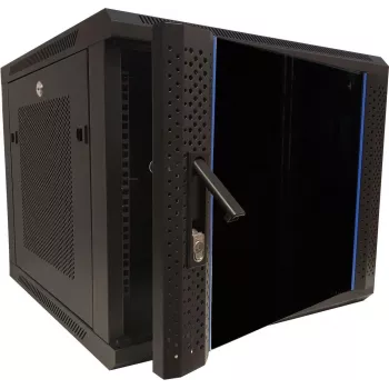 DSIT DS6609ZP 9U 19 inch nástěnná serverová skříň s prosklenými dveřmi a perforovanými bočnicemi, 600x600x501 mm, černá