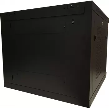DSIT DS6609ZP 9U 19 inch nástěnná serverová skříň s prosklenými dveřmi a perforovanými bočnicemi, 600x600x501 mm, černá