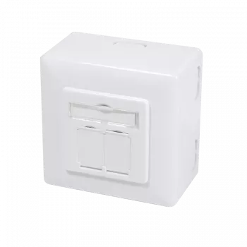 DSIT nástěnná zásuvka Cat.6/Class E stíněná, dvojitá RJ45, bílá (DC-Wall-Out-STP6-W)