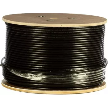 DSIT CAT7 S/FTP 305m venkovní instalační kabel, plná měď, PE plášť, Fca, dvojité stínění, 10 Gbit/s, černý