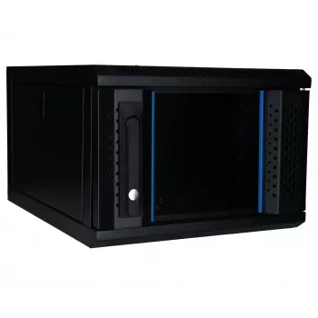 DSIT 4U 10 inch nástěnný rozvaděč s dveřmi z tvrzeného skla, 370x450x264 mm, černý