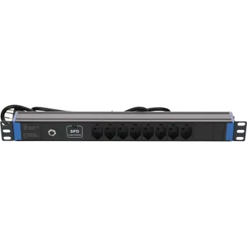 DSIT DS-8PDU-CH-SPO 8zásuvková švýcarská prodlužovací lišta s ochranou proti přepětí a přetížení, 1,8 m kabel, černá