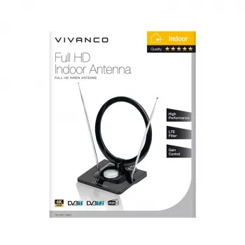 Vivanco VVTVANTSCIRCLE vnitřní DVB-T2/DAB+ plochá anténa s filtrem 4G/5G, černá