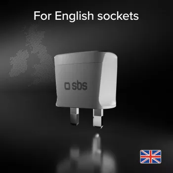 Univerzální cestovní adaptér SBS pro Velkou Británii - bílý