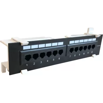 DSIT CAT 6a Wall Mount Patch Panel, 12-Port UTP, Black