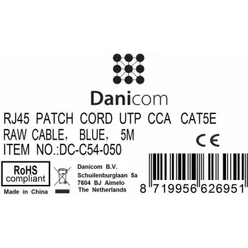 DSIT CAT 5e U/UTP síťový patch kabel, 5 m, modrý, CCA, RJ45 (DC-C54-050)