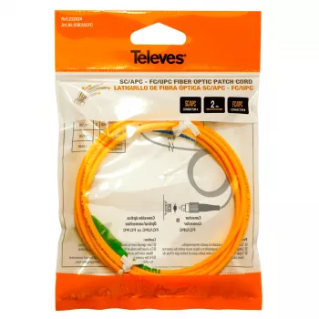 Televes OSK2SCFC 2m SC/APC na FC/UPC jednovidový optický patch kabel