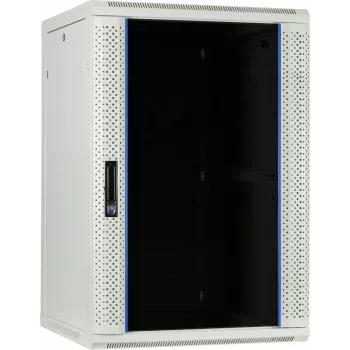 DSIT 22U nástěnný serverový rozvaděč se skleněnými dvířky, 600x600x1100 mm, bílý