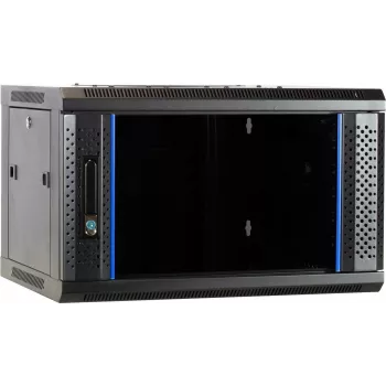 DSIT DS6604 4U nástěnný serverový rozvaděč se skleněnými dvířky, 600x600x280 mm, černý