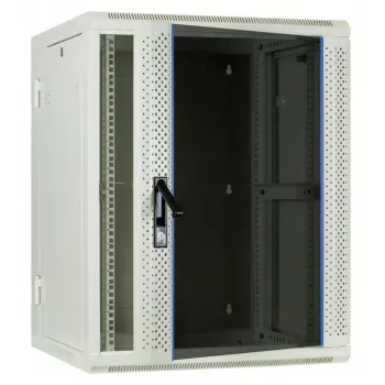 DSIT DS6615W-DOUBLE 6U oboustranně otevíratelná nástěnná serverová skříň s dvířky z tvrzeného skla, bílá (600x450x370 mm)