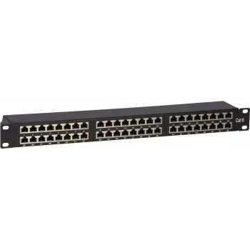 DS-IT CAT6 FTP 48portový 19 inch 2U stíněný patch panel, černý