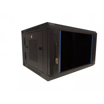 DSIT DS6606ZP-DOUBLE 6U otočná nástěnná síťová skříň se skleněnými dvířky, 600x450x370 mm, černá