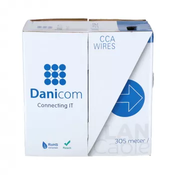 DSIT CAT5e U/UTP síťový kabel, 26/7 AWG, flexibilní, 305 m, šedý, CCA