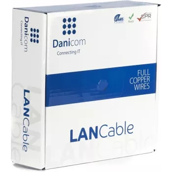 DSIT Danicom CAT7 S/FTP instalační kabel 50 m plný vodič LSZH Dca – 10 Gbit/s dvojité stínění