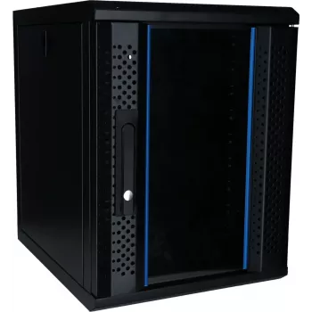 DSIT 9U 10 inch nástěnný serverový rack se skleněnými dvířky, 370x450x486 mm, černý