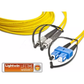 Lightwin LDP-09 FC-SC 10.0 duplexní jednovidový optický patch kabel, FC na SC, OS2, 10 m, žlutý