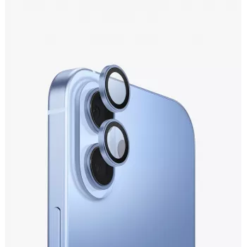 UNIQ Optix hliníková ochrana objektivu fotoaparátu s aplikátorem pro Apple iPhone 17, modrá