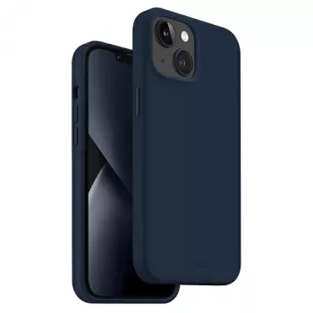 Pouzdro UNIQ Lino Marine Blue pro iPhone 14 Plus / 15 Plus 6,7 inch