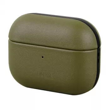 UNIQ Terra pouzdro z pravé kůže pro Apple AirPods Pro – olivově zelené