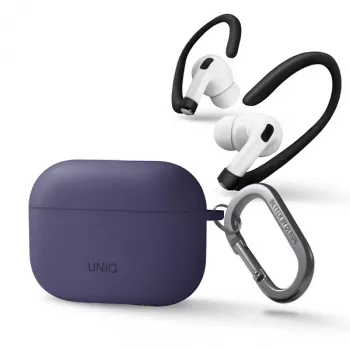 UNIQ Nexo silikonové pouzdro s háčky na uši pro Apple AirPods Pro 2. generace (2022/2023) - fialová Fig
