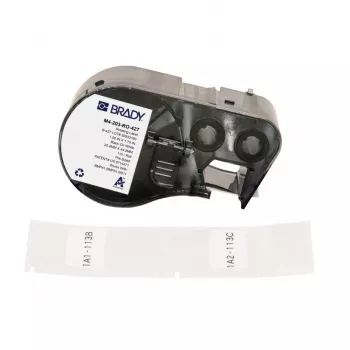 Rotační samolaminovací etiketová kazeta BRADY pro DYMO XTL – 24 mm x 4 m, černá na bílé/čiré, průmyslový polyester