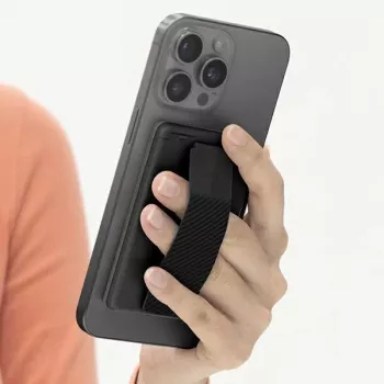 UNIQ Heldro ID magnetická peněženka se stojánkem a poutkem - půlnočně černá