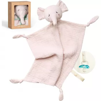 Momcozy bavlněná plyšová hračka slon pro miminka, růžová