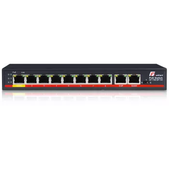 GETFORT GF-110D-8P-120 10-Port PoE+ Switch with 8 PoE Ports and 2 Uplink Ports, 120W Budget, Unmanaged, Desktop/Wall Mount