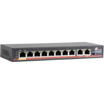 GETFORT GF-110D-8P-120 10-Port PoE+ Switch with 8 PoE Ports and 2 Uplink Ports, 120W Budget, Unmanaged, Desktop/Wall Mount