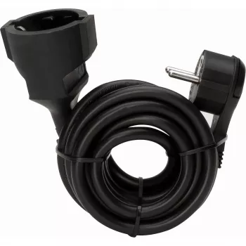 KOPP 143705086 prodlužovací kabel, plochá uzemněná zástrčka na zásuvku Schuko, 5 m, černý